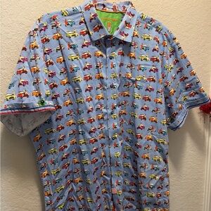 Visconti Black Car Print Casual Men’s Shirt Size XL